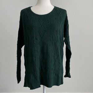 Women’s Green Cable Knit Long Sleeve Top Size Medium Vera Wang